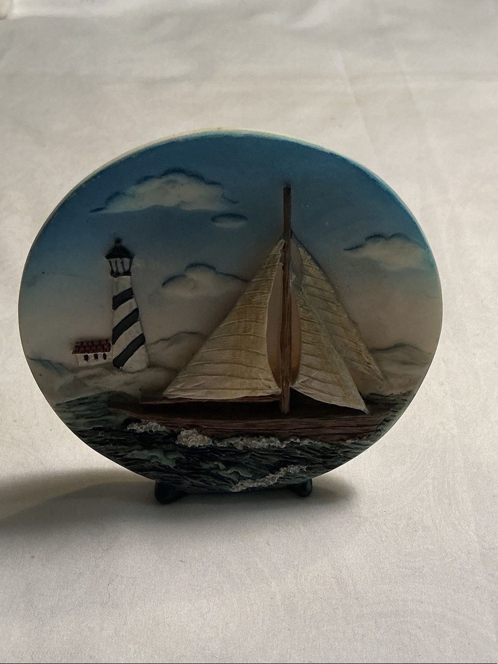 Blue and White Nautical Sailboat stand up desk Sculpture